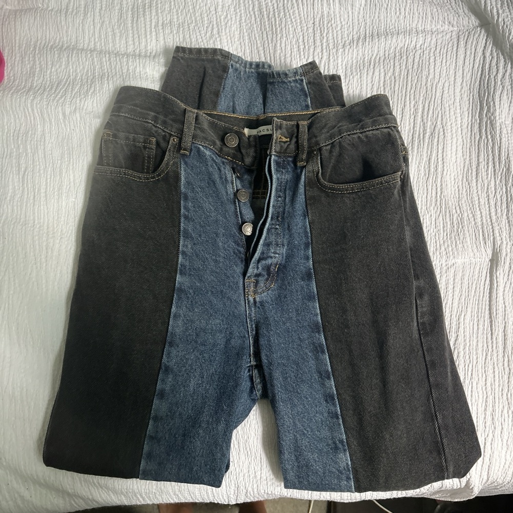PacSun Denim Jeans with Black and Blue Panels